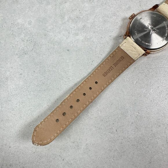 Anne Klein Watch Womens 36mm Gold Tone Beige Leather Band Classic New Battery - Picture 11 of 13
